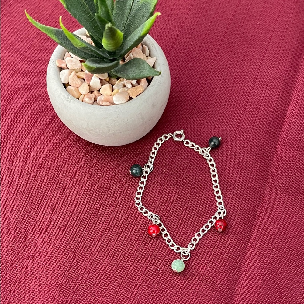 Silver gemstone bracelet